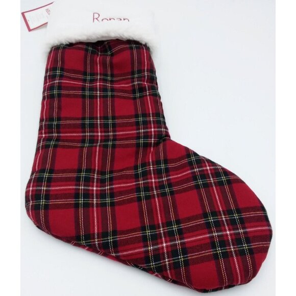 Pottery Barn Kids Ronan Tartan Plaid Stocking Holiday Christmas Quilted Xmas - Picture 3 of 8